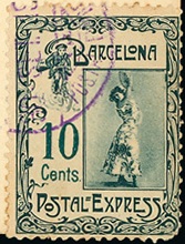 Barcelona-Postal-Express-stamp-Briefmarke-Stamp-Sello-Timbro–francobollo-Timbre