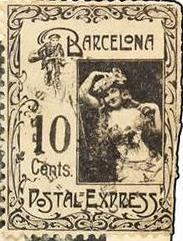 Barcelona-Postal-Express-stamp-Briefmarke-Stamp-Sello-Timbro–francobollo-Timbre