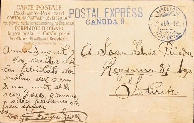 Barcelona-Postal-Express-1907-without-stamp-Briefmarke-Stamp-Sello-Timbro–francobollo-Timbre-Frimærke-Postzegel-Známky-Poštneznamke-Znaczki