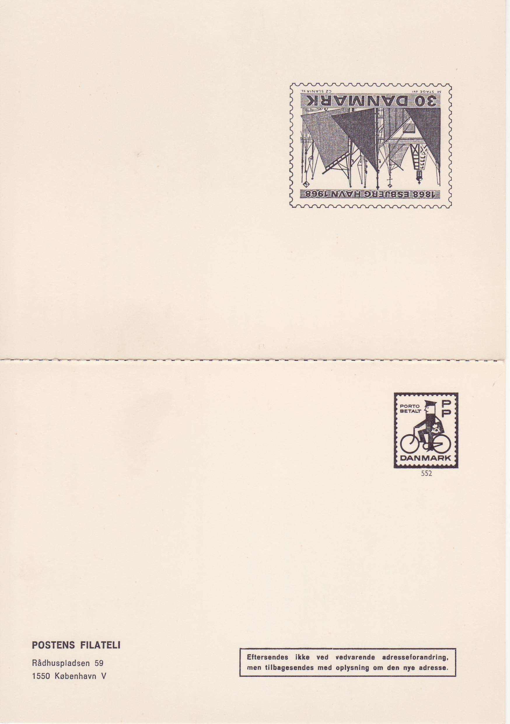 Postal-Stationeries-Danish-Postman-Porto-Betalt-no-address-Denmark-stationery-postal-card-bicycle
