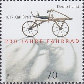 Links-Drais-200-Philatelie-Cycliste-Radsport-bicycle-stamp-velo-timbre-Fahrrad-Briefmarke-Philatelie